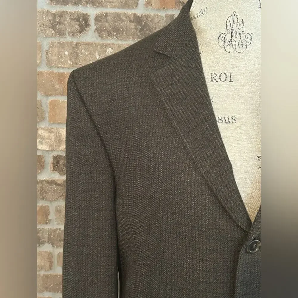 Michael kors brown gray checked 100% lambs wool sports coat blazer size 42S